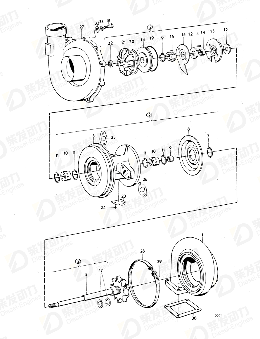 VOLVO Turbocharger 3802044 Drawing